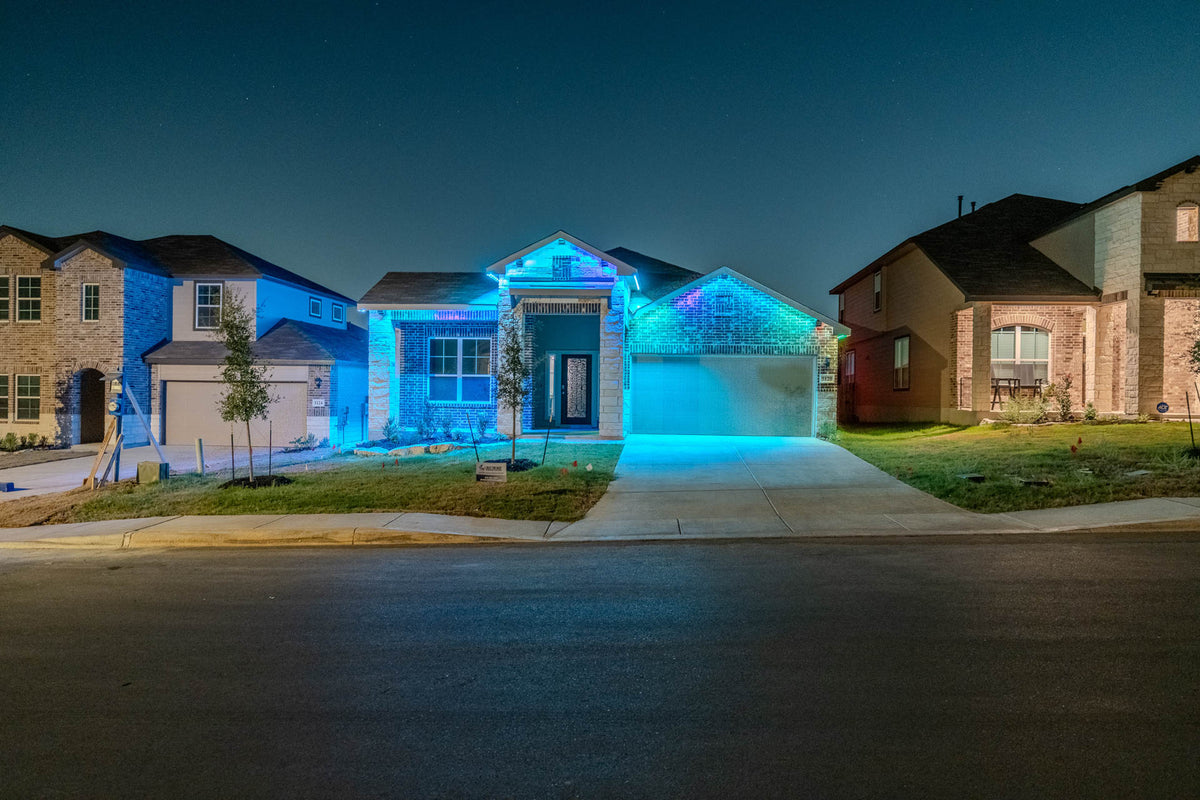 Permanent exterior lighting designed for year-round use